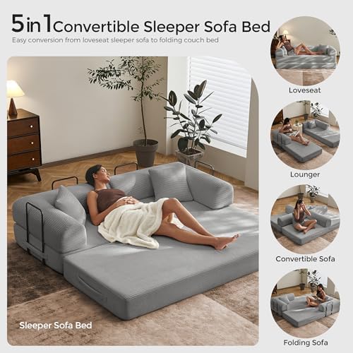 79" Convertible Futon Sofa Bed, Boneless Couch - Image 5