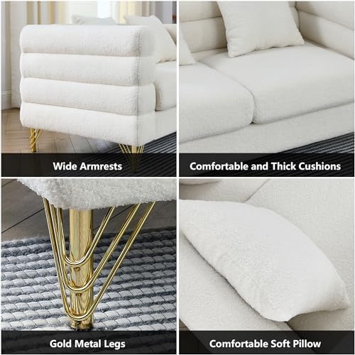 mikibama Modern Teddy Loveseat Sofa, 60 Inch Sectional Sofa Couch, Luxury 2 - Image 4