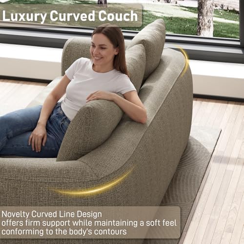 Curved Convertible Futon Sofa Bed, Modern Boneless Sleeper Couch, Curved Modern - Image 6