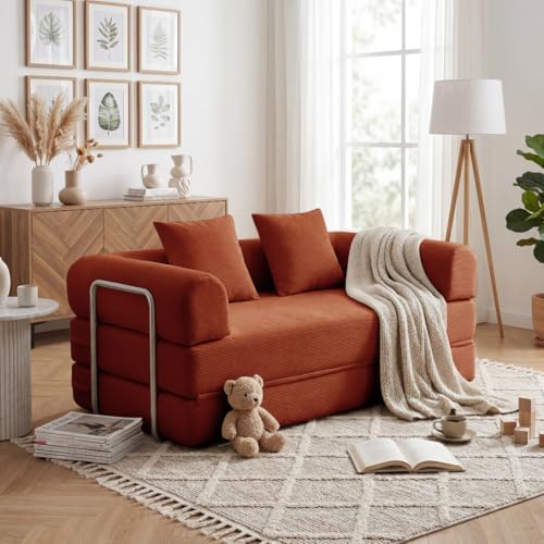 53.15'' Convertible Compressed Corduroy Folding Cloud Sofa Bed, Modern Boneless by GORGENIUS