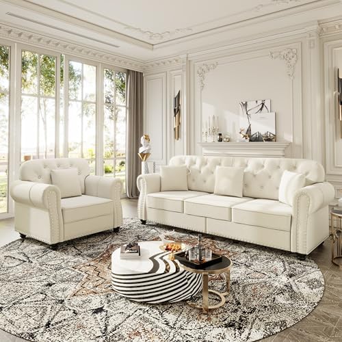 GDFStudio 3-Piece Velvet Sofa Set - Image 4