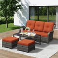 4-Piece Outdoor Couch Set, Includes Wicker Patio Sofa by Gardenbee