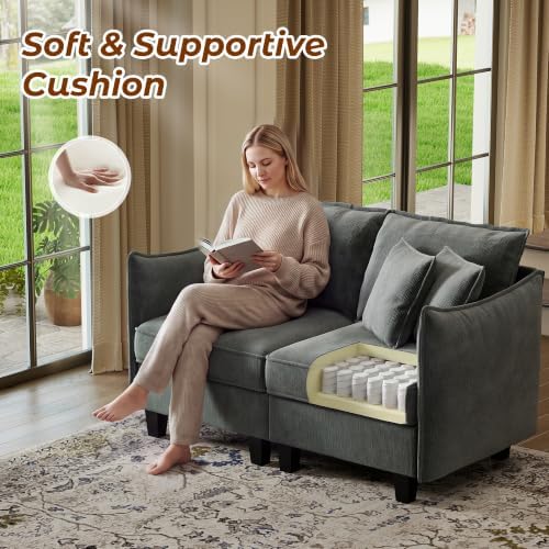 WorthFurni 56.13" Loveseat, Modular Sectional Sofa Couches - Image 4