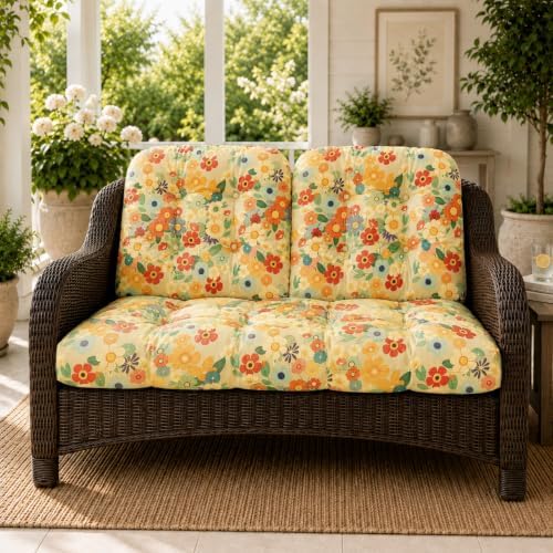 All Weather 3 Pieces Wicker Furniture Chair Cushions, Waterproof Outdoor Wicker by Tycdiose