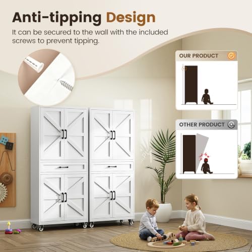 Yizosh 73" White Metal Garage Storage Cabinet - Image 5