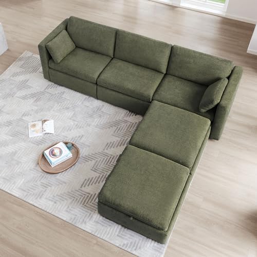 CHITA 112" Modular Sectional Sofa, 5 Seat Modular Couch, Moss Green - Image 3