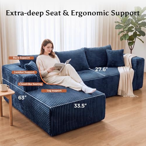 Boneless Couches for Living Room, L Shape Modular Sectional Sofa - Image 5