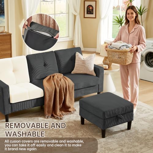 2 Piece Sectional Sofa Couch Set, 3-Seater Couch and Loveseat - Image 7