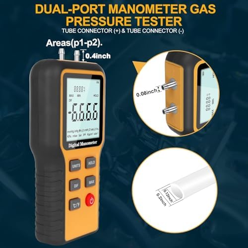 Manometer, Professional Air Pressure Meter, Dual-Port HVAC - Image 3