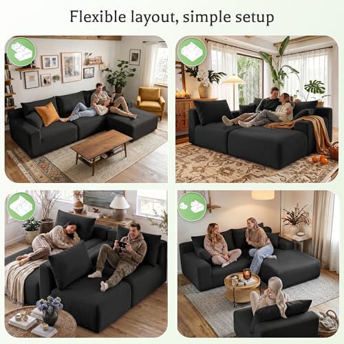 Homkdom Modular Sectional Sofa for Apartment, Right Facing - Image 6