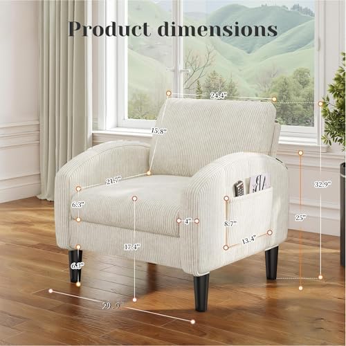 Homkdom Accent Chair with Side Pockets & Ergonomic Backrest - Image 2