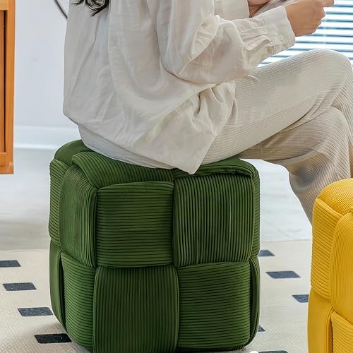 Cmishe 15" Square Woven Corduroy Ottoman Footrest - Image 4