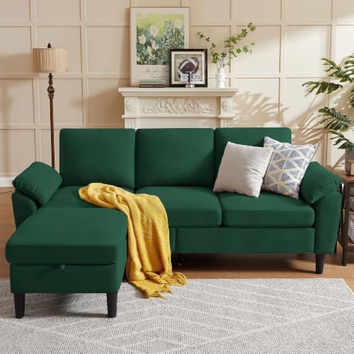 80" Sectional Sofa Couches, 3-Seater Reversible Couch by Chireca