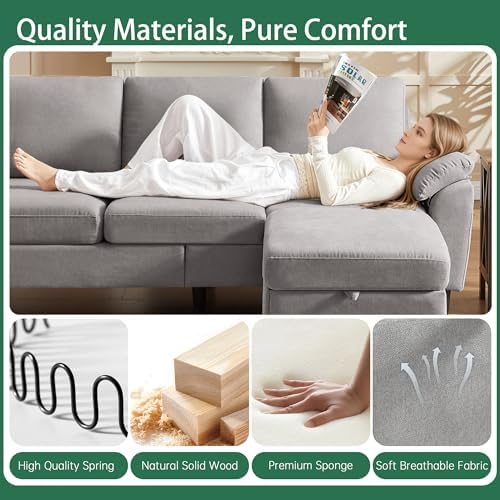 80" L Shaped Couch with Storage, Small Sectional Couches - Image 3