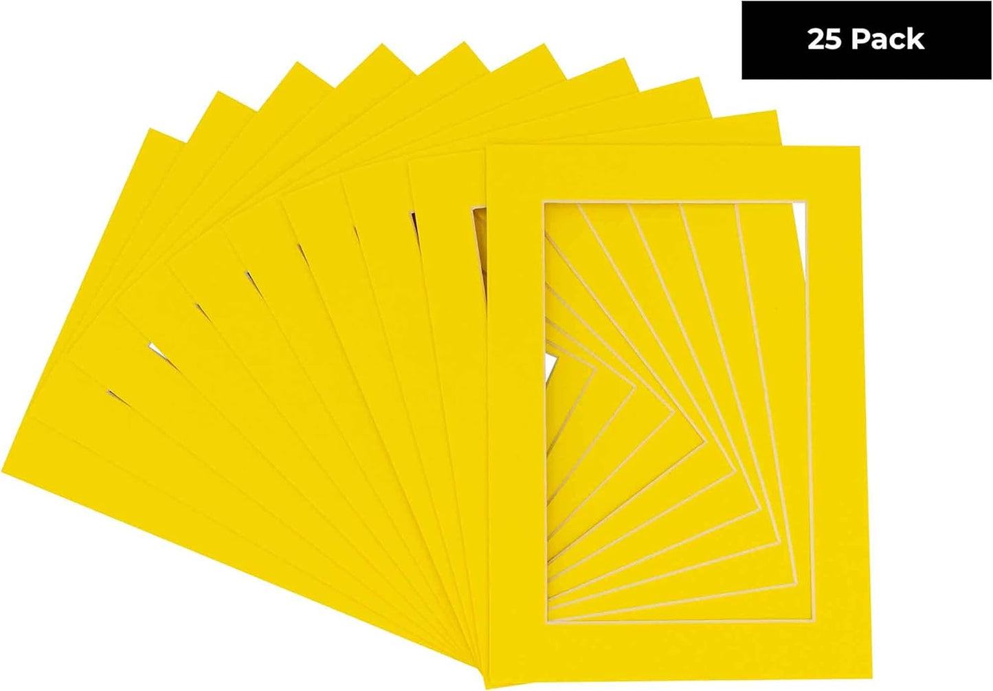 5x7 Mat for 8.5x11 Frame - Precut Mat Board Acid-Free Yellow 5x7 Photo Matte Made to Fit a 8.5x11 Picture Frame, Premium Matboard for Family Photos, Show Kits, Art, Picture Framing, Pack of 25 Mats
