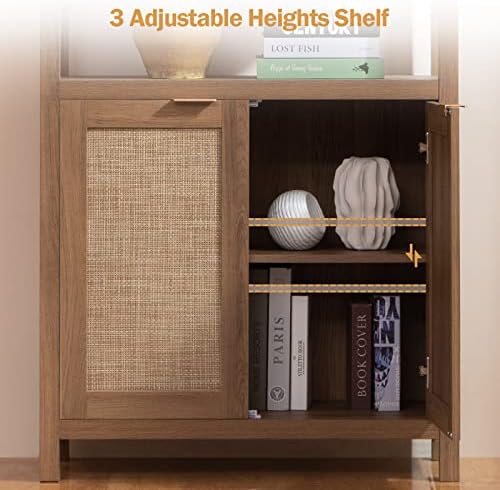 SICOTAS 71" Tall Rattan Bookshelf - Image 6