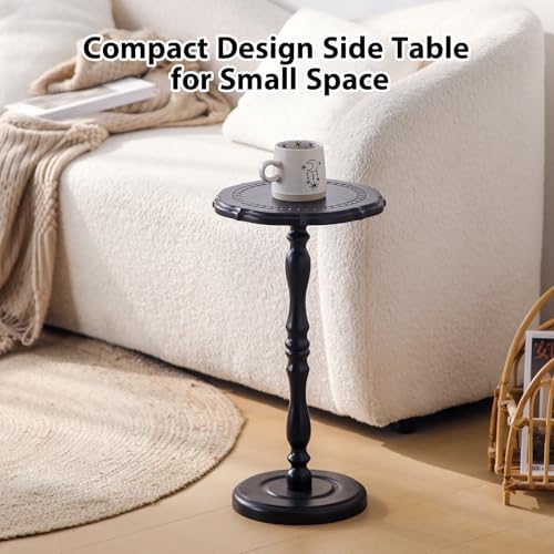 Drink Table, Small Side Table for Small Spaces, Round Solid Wood Modern Accent - Image 6