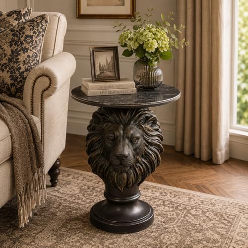 26" Luxury Lion Head Side Table by Gurdenidea
