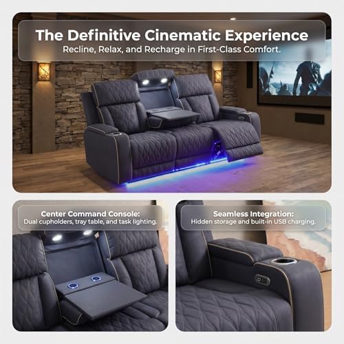 2 piece Leather Sofa Sets, Power Recliner Sofa and Loveseat Set - Image 4