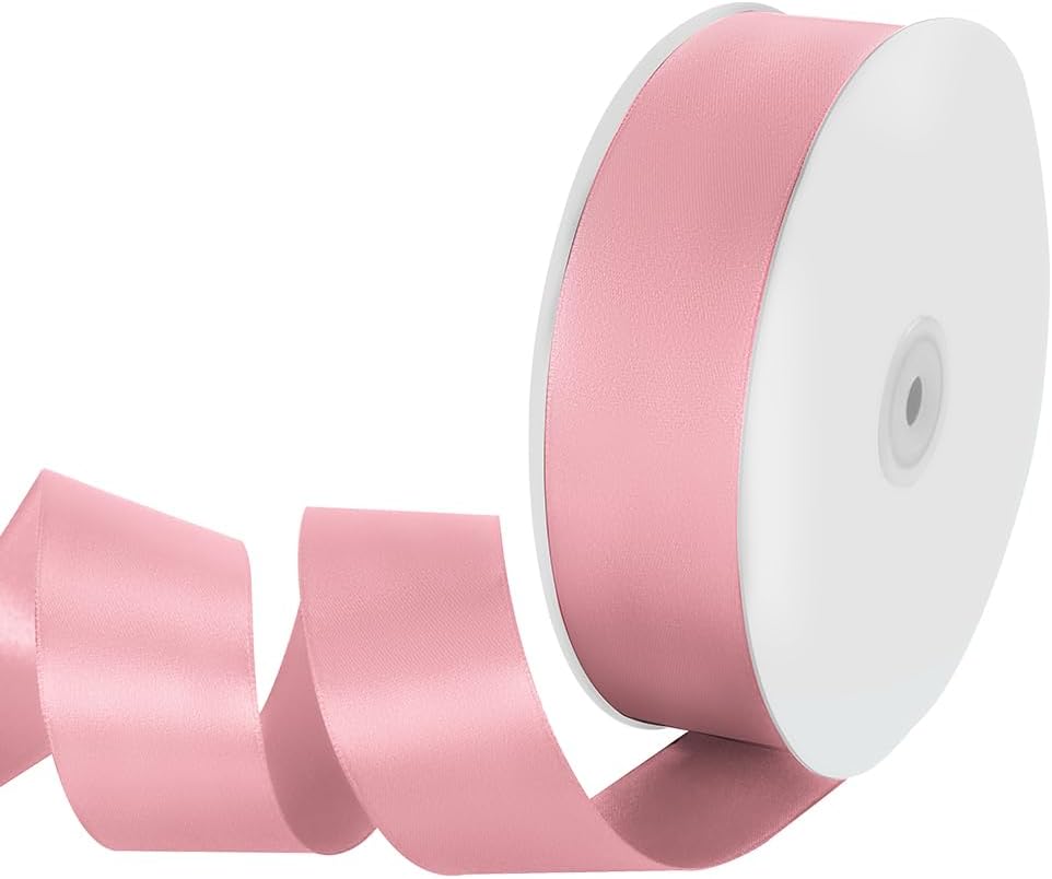 1-1/2" Width x 100 Yards Satin Ribbon, Pink Ribbon Perfect for DIY Craft, Bows, Gift Wrapping, Flower Bouquet, Valentine's Day, Christmas and Party Decoration