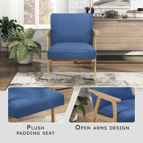 Lexicon Mid Century Modern Accent Chair, Natural Solid Wood Frame - Image 3