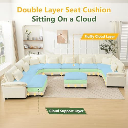 Oversized Modular Sectional Sofa Set, Convertible Deep Seat Cloud Couch - Image 3