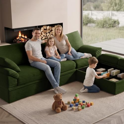 107" Boneless Couch with Storage, 48.6" Extra Deep-High Seat Modular Sectional - Image 2