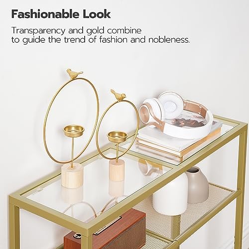 HOOBRO 29.5" Narrow Console Table, 3-Tier Tempered Glass Sofa Table - Image 5