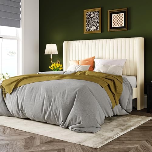 Allewie Full Size Velvet Bed Frame, Upholstered Wingback Headboard by Allewie