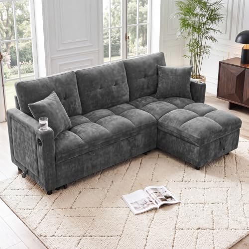 81”Pull Out Sofa Bed, L Shaped Sleeper Sofa - Image 2