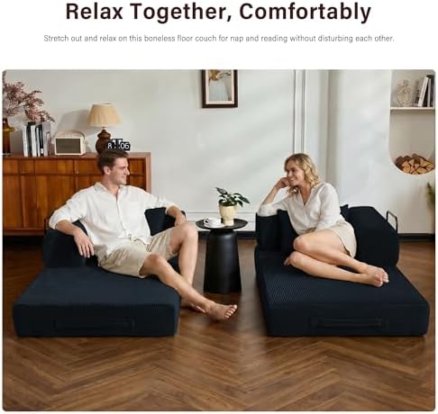 59" Convertible Sofa Bed, Boneless Sleeper Futon Couch - Image 4