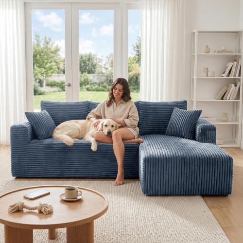 92.5" Modualr Sectional Sofa, L-Shape Corduroy Cloud Couch - Image 3