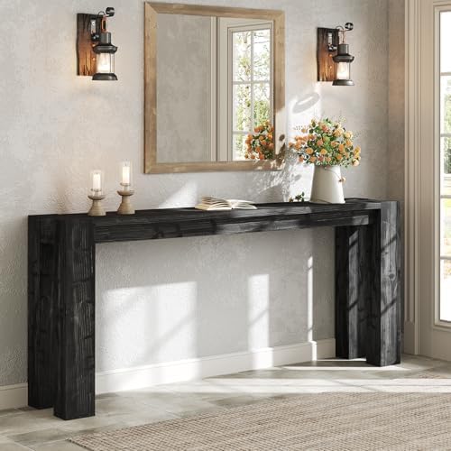 Solid Wood Black Console Table for Entryway, 70.9-Inch Extra Long Narrow Sofa - Image 4