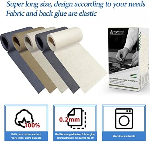 KING MOUNTAIN Canvas Iron on Patch, Waterproof 100% Cotton Fabric Repair Patch - Image 3