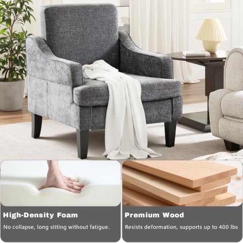 Mid-Century Accent Chair, Comfy Arm Chair Upholstered Living Room Chair - Image 4