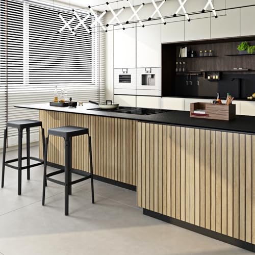 FunStick 24x394 Thick Brown Slats Wood Peel and Stick Wallpaper 3D Wood Slat - Image 2