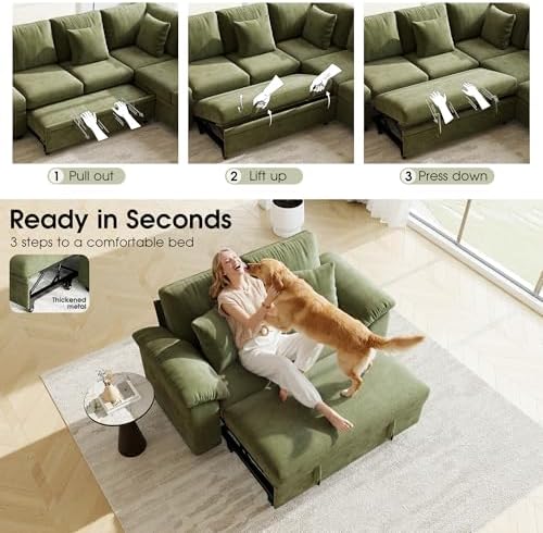 WorthFurni 61” Pull Out Couch, 2 in 1 Sleeper Sofa Bed - Image 5