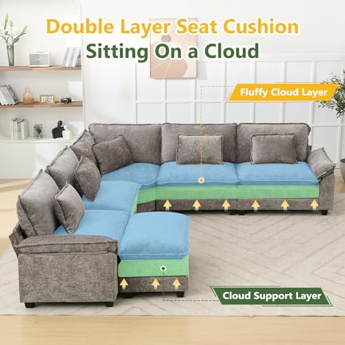 Oversized Modular Sectional Sofa Set, Convertible Deep Seat Cloud Couch - Image 3