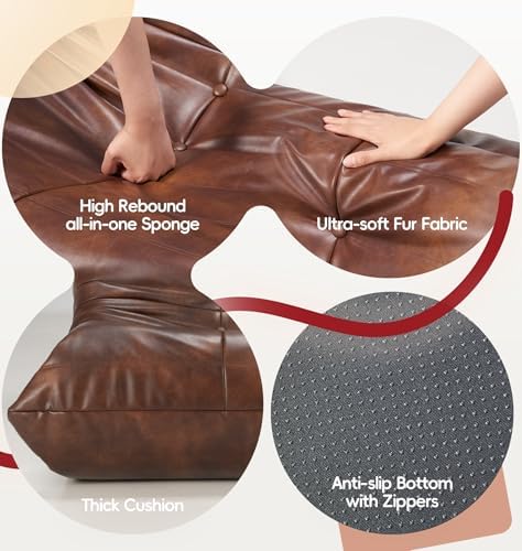 Hobestluk Bean Bag Chair Leather Togo Sofa Memory Foam - Image 5