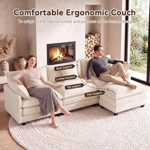 111.4" L‑Shaped Cloud Sectional Sofa Couch, Reversible Chaise - Image 5