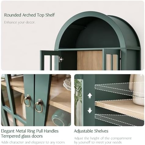 RowyPoey 71" Tall Arched Cabinet Bookshelf - Image 5