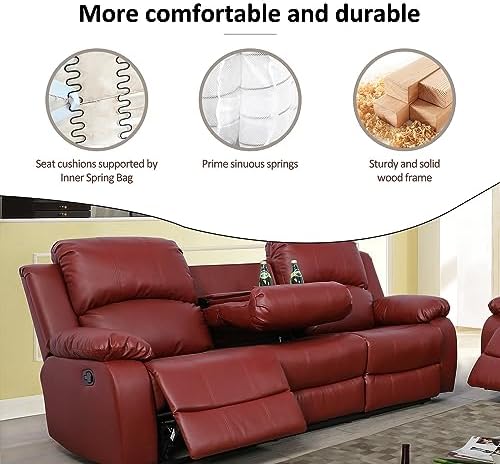 A Ainehome Living Room Furniture Set Leather Recliner Sofa Set Loveseat Chair - Image 6