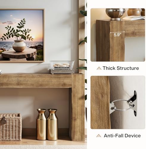 Tribesigns 63-Inch Solid Wood Console Sofa Table, Farmhouse Long Entryway Table - Image 7