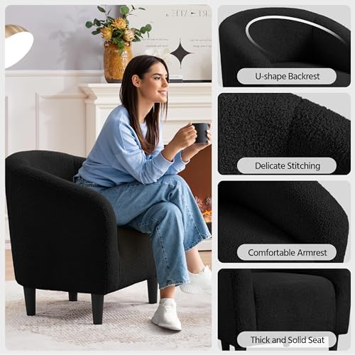 Topeakmart 25.5in Wide Small Sherpa Barrel Accent Chair - Image 5