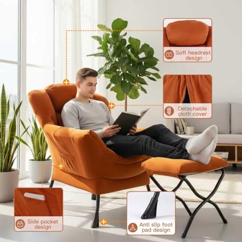 Lazy Chair with Ottoman, Comfy Reading Chair - Image 4