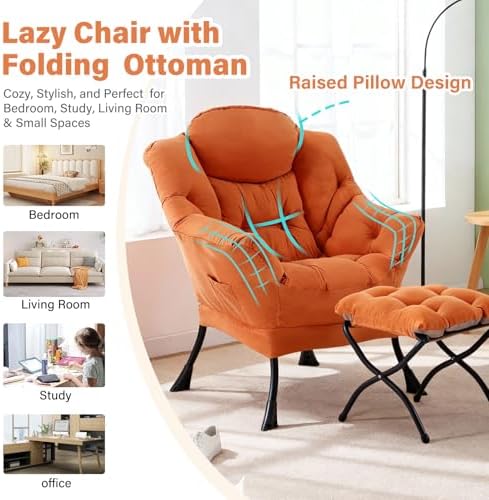 Furlide Lazy Chair with Ottoman, Soft Comfy Chair - Image 6
