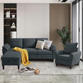 Convertible Sectional Sofa Set, Linen Upholstered 3 Seat Sofa and 35" Accent by Portaforta