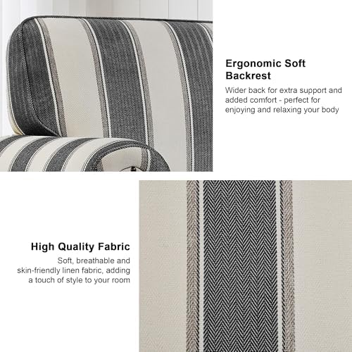 Striped Accent Chair, Comfy Reading Armchair - Image 3