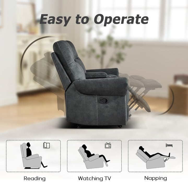 EBELLO 2 Pieces Manual Reclining Couch Furniture Set - Image 5