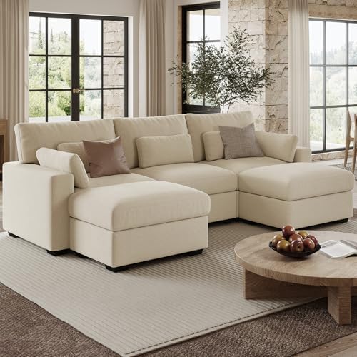 WorthFurni 113.4'' Modular Sectional Sofa, U Shaped Oversized Extra Deep Couches by WorthFurni